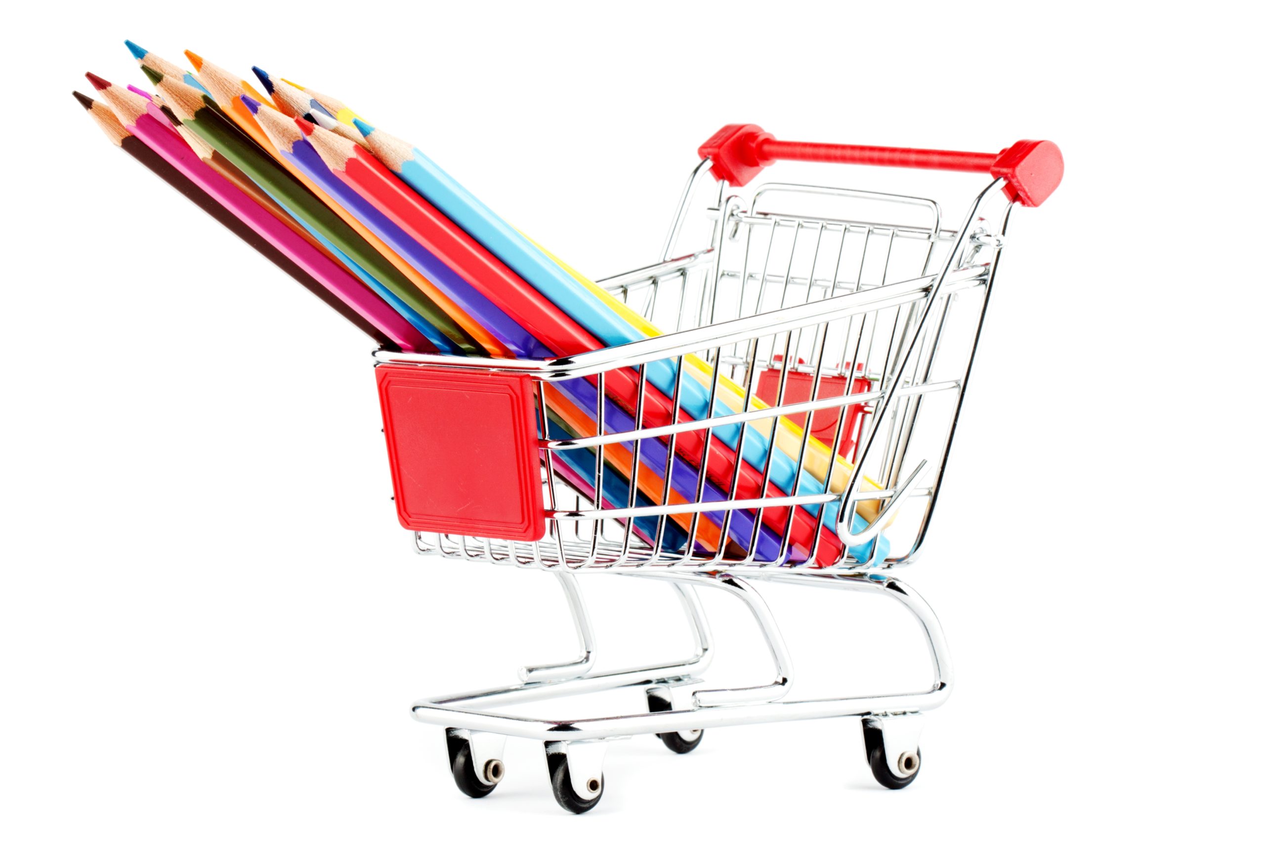 Colored Pencils In A Mini Shopping Cart